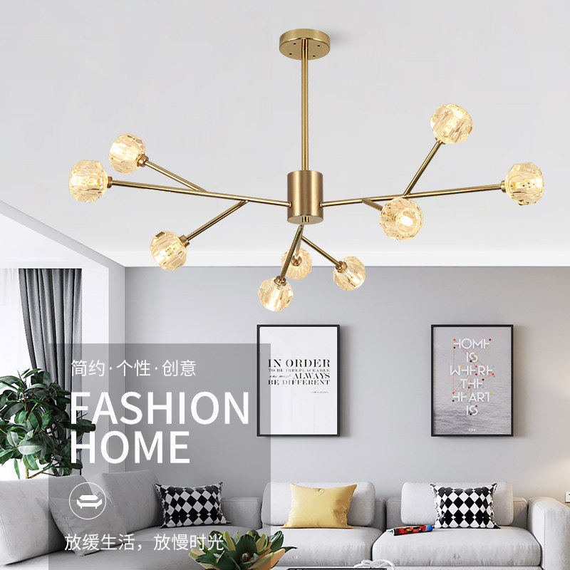 2019 new living room chandelier bedroom light luxury Nordic minimal molecular network red lamps