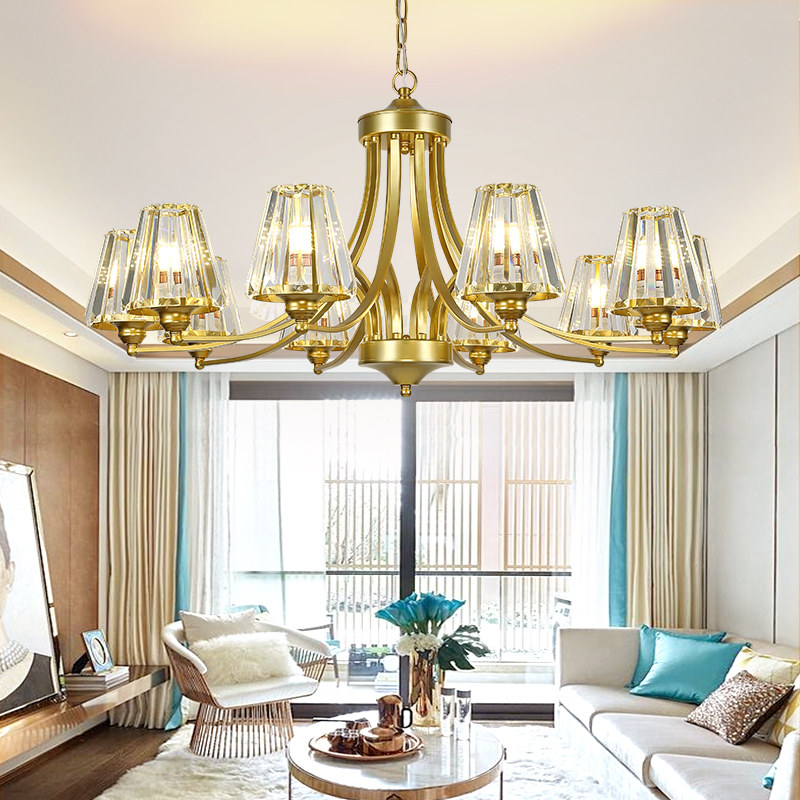 Nordic Postmodern Lighting Restaurant Bedroom Lights Atmosphere with Light Luxury Iron Chandra Crystal Chancellor