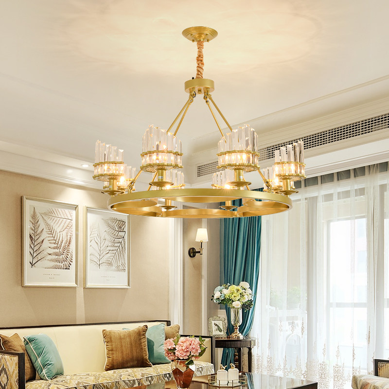 Crystal chandelier light luxury living room lamp post-modern minimalist bedroom and other dining room lamp atmospheric household net red Nordic lamps