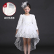 Fluffy mùa thu ăn mặc Little Girl Kéo công chúa trẻ em ăn mặc Girl váy trắng ăn mặc Wedding Dress.