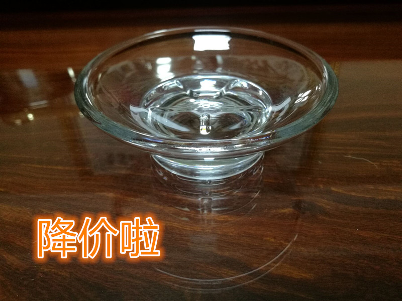 Simple fat plate household glass Hotel rooms dedicated transparent round small plate Fat plate Creative incense plate