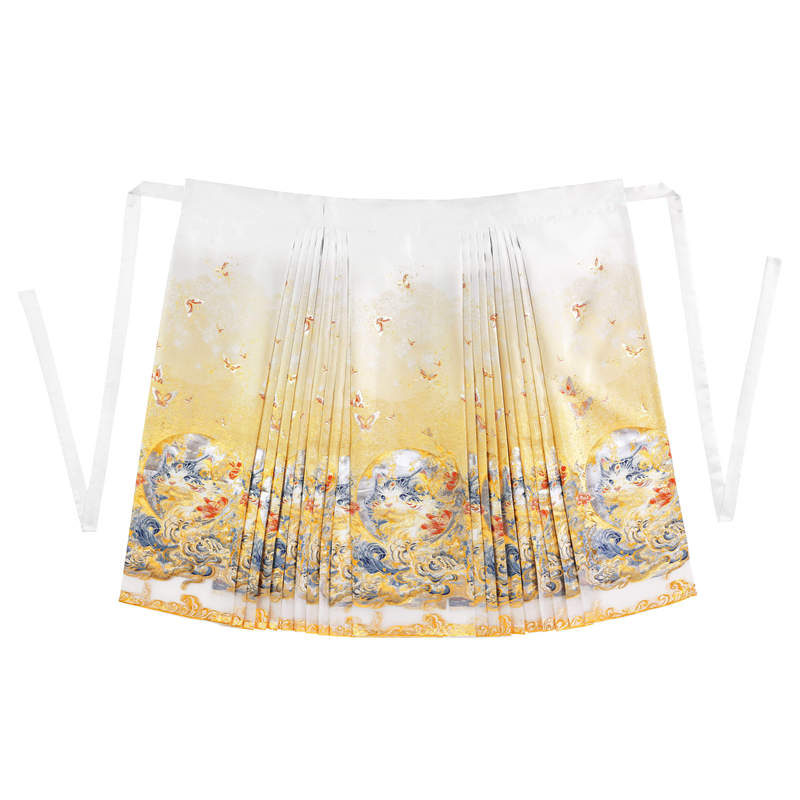 Yunshangyin's Original Work, "Neon Fantasy Cat·Cat Skirt," Gold-Woven Imitation Makeup Floral Ink-Style Horse-Face Skirt, Hanfu Long Skirt Yunshangyin's Original Work, "Neon Fantasy Cat·Cat Skirt," Gold-Woven Imitation Makeup Floral Ink-Style Horse-Face Skirt, Hanfu Long Skirt