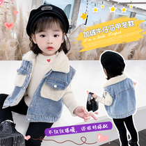 Girls 2022 new autumn and winter vest childrens fleece thickened foreign style vest baby jacket spring and autumn
