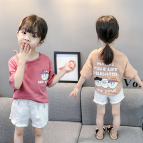 Girls short sleeve 2021 New 1-3 year old baby Summer Childrens cotton half sleeve T-shirt foreign-style baby childrens clothing shirt