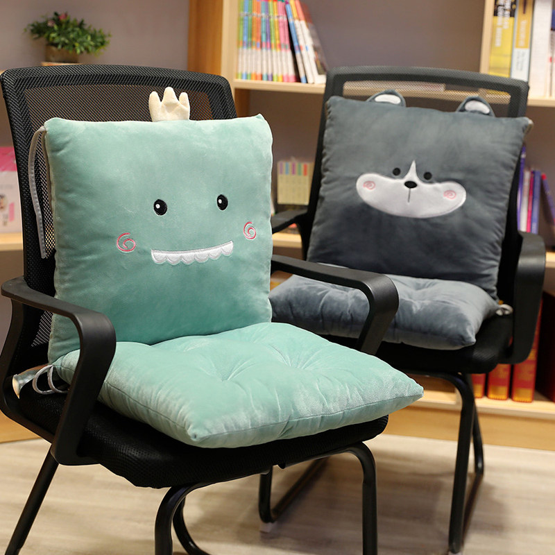 Cartoon Chair Cushion Cushion Back Cushion Integrated Office For Long Sitting Backrest Student Mat Chair Car Thickened Soft Seat Cushion