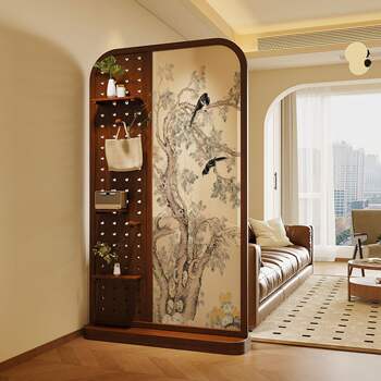 French living room entrance solid wood screen home entry partition blocking designer medieval wind tunnel panel seat screen