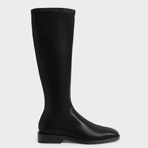 Small CK2022 Spring and autumn 100 hitch however knee length boots female side zipped coarse heel square head elastic middle cylinder boot rider boots woman