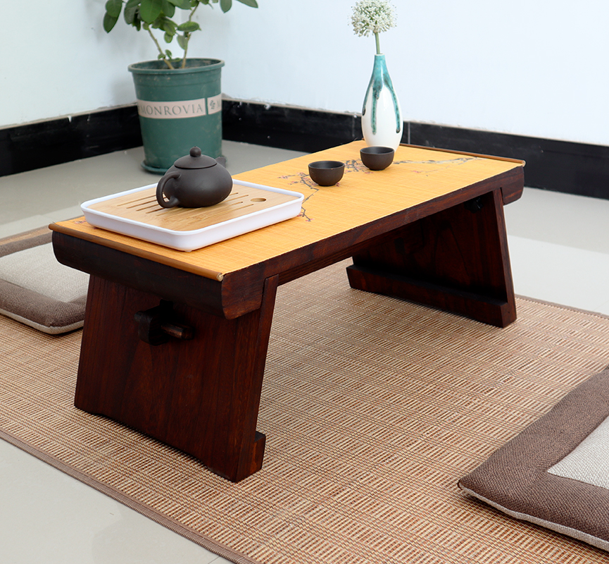Solid wood bay window small tea table Japanese-style minimalist home small kang table detachable balcony sitting table tatami small low table