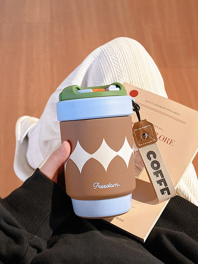 Insulated Cup, Coffee Cup, Water Cup, New Model for Women, Ceramic Liner, 2025 High-Value Cup, Straw Cup, Portable for Office Use