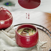 Household stewing cup Ceramic bowl with lid Birds nest dessert steaming cup Japanese small stewing cup water-proof stewing creative steamed custard tableware