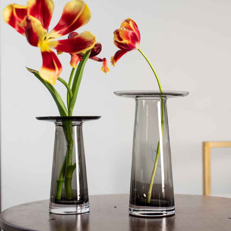 Simple glass vase flower simulation hydroponic green plant flower arrangement transparent Nordic living room coffee table decoration ins style