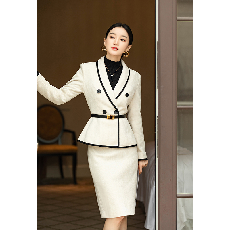 Zhang Nianen custom thick white suit suit skirt host broadcasting art test OL formal dress interview work clothes female