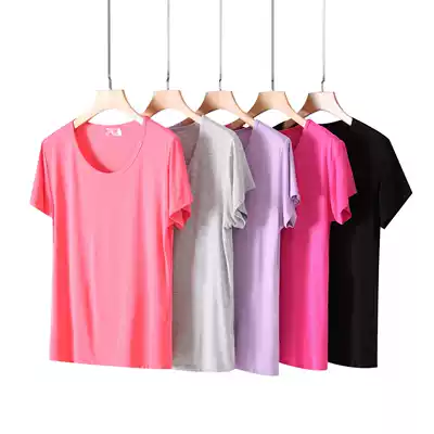 Summer women's modal cotton T-shirt short-sleeved round neck solid color loose and comfortable half-sleeved home sleeping top bottoming shirt
