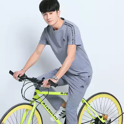 Sports suit men's summer short-sleeved trousers sportswear suit men's casual suit two-piece men's sportswear