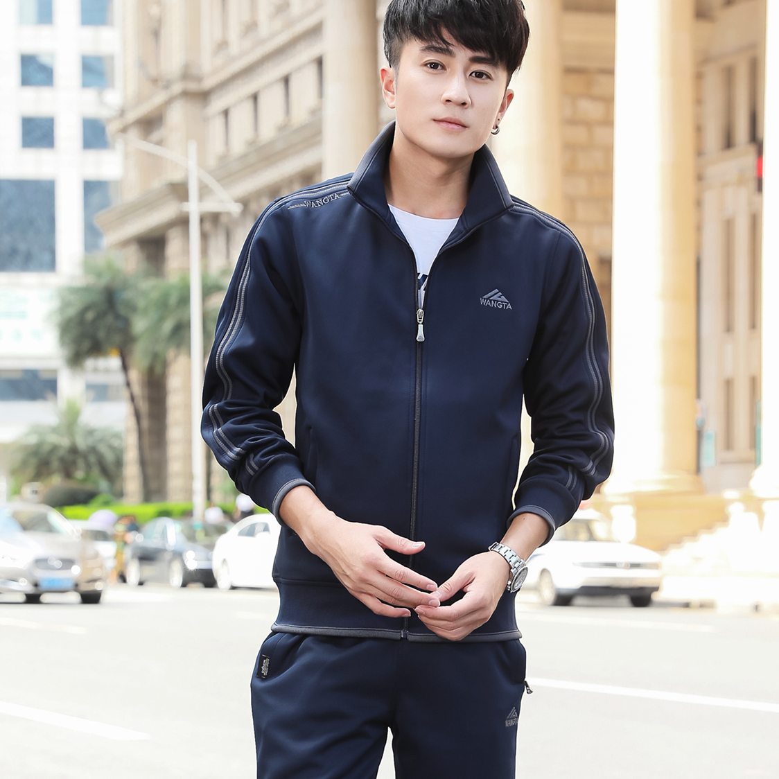 Spring leisure sports suit men's long-sleeved sportswear two-piece sportswear suit men's spring and autumn sportswear men