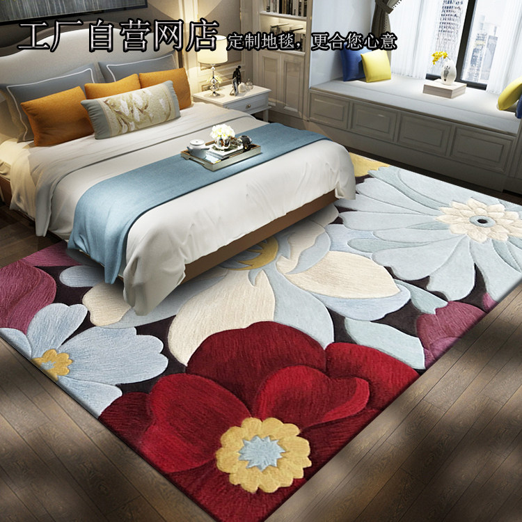 Custom New Zealand Wool Rug Chinese Style Bedroom Living Room Coffee Table Rug Handmade Rug Modern American Rug