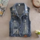 Mùa xuân và mùa hè mới không tay áo vest denim vest nữ ngắn bên ngoài áo khoác cardigan mỏng áo vest vai mỏng vest - Áo vest