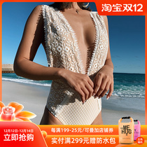 Mystery Ocean 2019 new sexy lace deep V one-piece swimsuit fairy temperament resort spa swimsuit