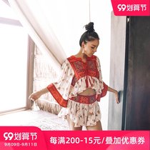 Mystery Ocean fresh bikini with embroidery seaside resort beach sweater set sunscreen shawl