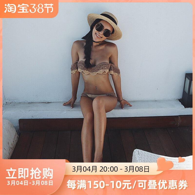 @ OM New Contrast Checked Chest Push Up 3 Dot Beach Ring Bikini Two Piece Swimsuit Women Sexy