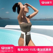 Mystery Ocean Thoraced Swimsuit Women Sexy Retro Contrast Slimming Hot Spring Resort Swimsuit 2019 New