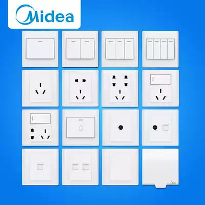 Midea electrical switch socket panel type 86 with single opening five holes single and double cutting wall wall combination set household