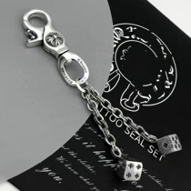 Retro solid dice keychain bag chain cross bag pendant European and American style versatile jewelry for men and women couples