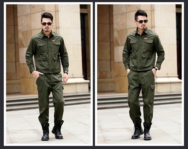 Mùa hè cotton dài tay phù hợp với nam giới phần mỏng cotton hàn quần áo bảo hiểm lao động quần áo lỏng ngụy trang chống dụng cụ ngụy trang quần âu nam