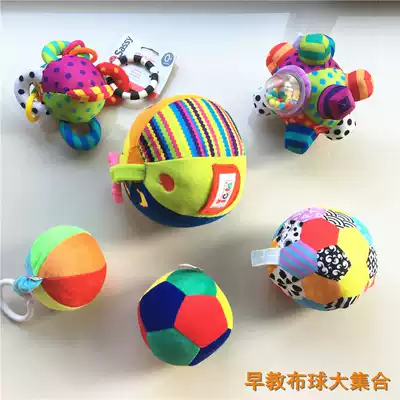 Clearance baby rattle hand grip ball Baby toy Early education vision grip training bell red baby soft cloth ball