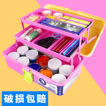 Art toolbox size multi-functional storage box childrens student painting box portable stationery box storage box