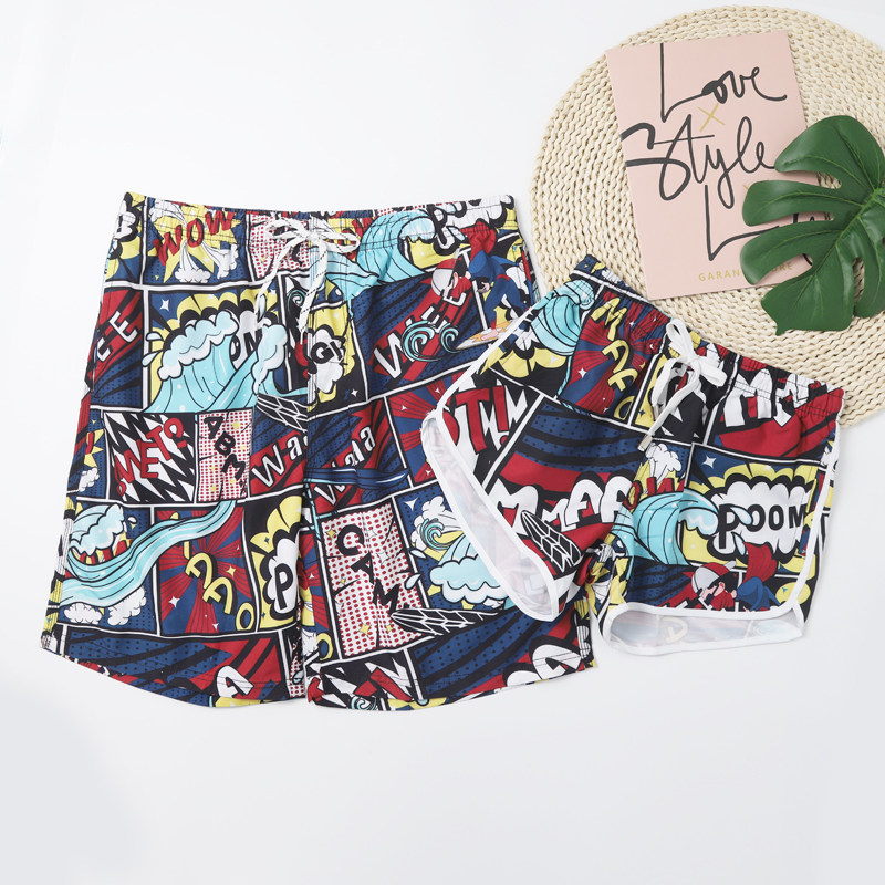 Beach pants men's quick-drying can be launched into the water large size fat summer beach couple five-point shorts swimming trunks women's boxer