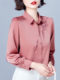 2023 spring new top satin shirt women's long-sleeved top middle-aged mother high-end temperament embroidered shirt