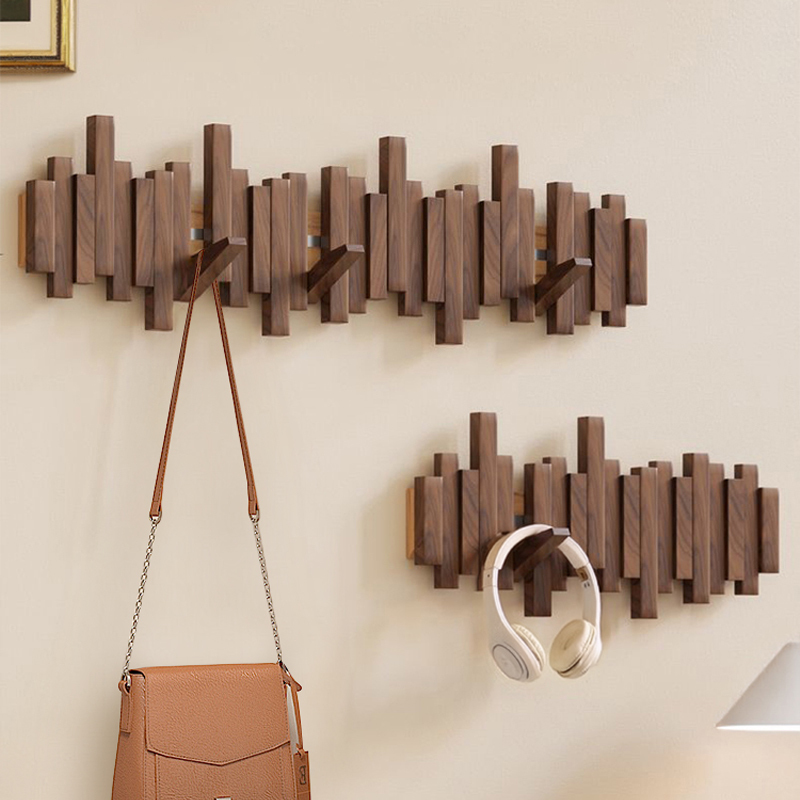 Japanese High-Quality Coat Rack for Entryway, Solid Wood Coat Hook, No-Drill Creative Clothes Hook, Hat Hook