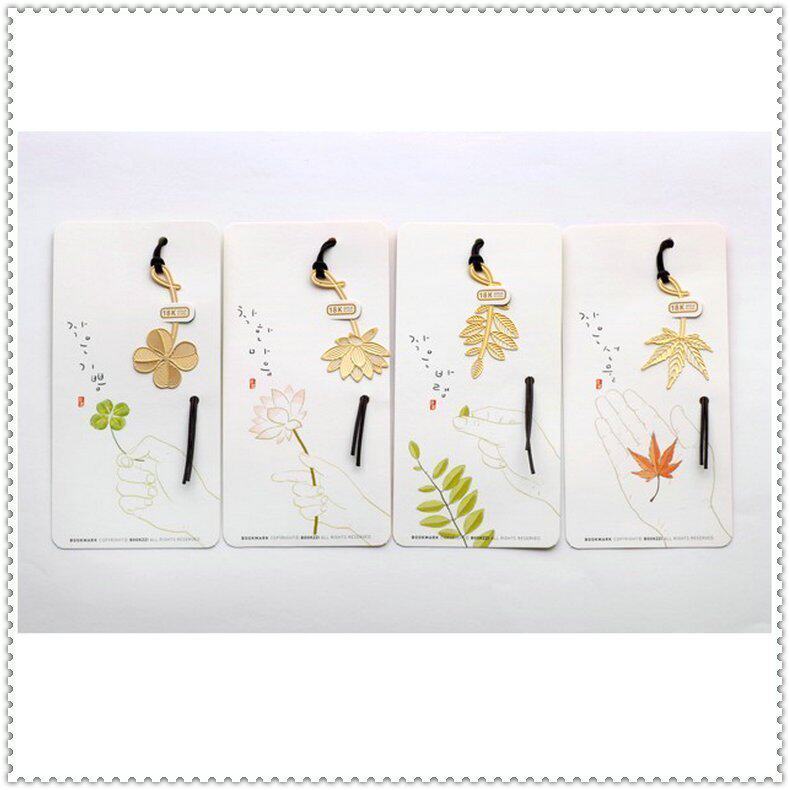 New limited edition crazy grab ttq donut Korean stationery 29 beautiful 18K gold-plated bookmark four-leaf clover maple leaf metal