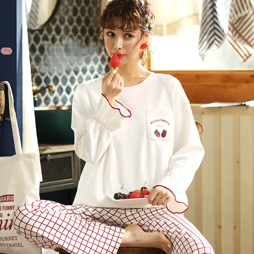 Хлопковый лонгслив, пижама, милый демисезонный комплект для отдыха