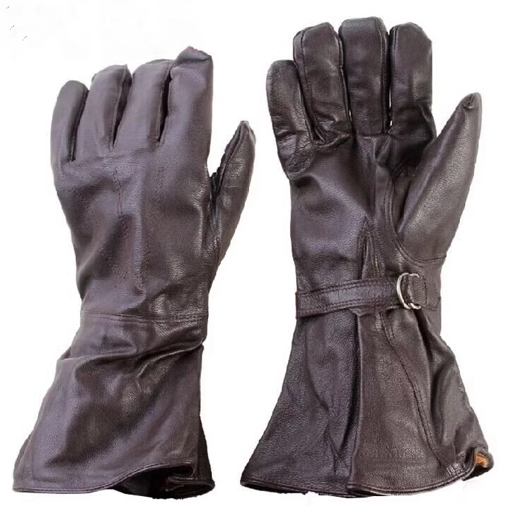 Winter Ship Wool Leather Gloves, Cotton Gloves, Leather and Fur Integrated Motorcycle Gloves, Thickened, Fur-Lined, Extended, Cold-Proof Gloves