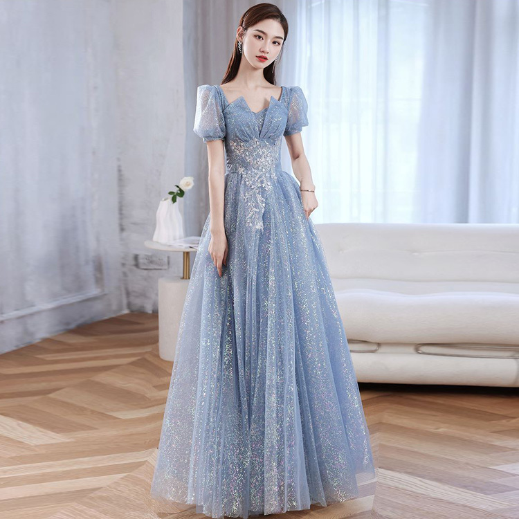 2026 New Blue High-End Piano Vocal Art Exam 18-Year-Old Coming-Of-Age Ceremony Annual Party Banquet Host Dress 2026 New Blue High-End Piano Vocal Art Exam 18-Year-Old Coming-Of-Age Ceremony Annual Party Banquet Host Dress