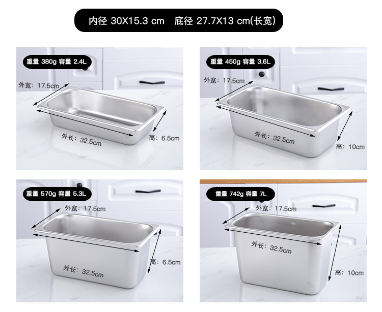 不锈钢份数盆方盆长方形带盖餐盆食堂菜盆分数盘麻辣烫菜品展示盒-阿里巴巴