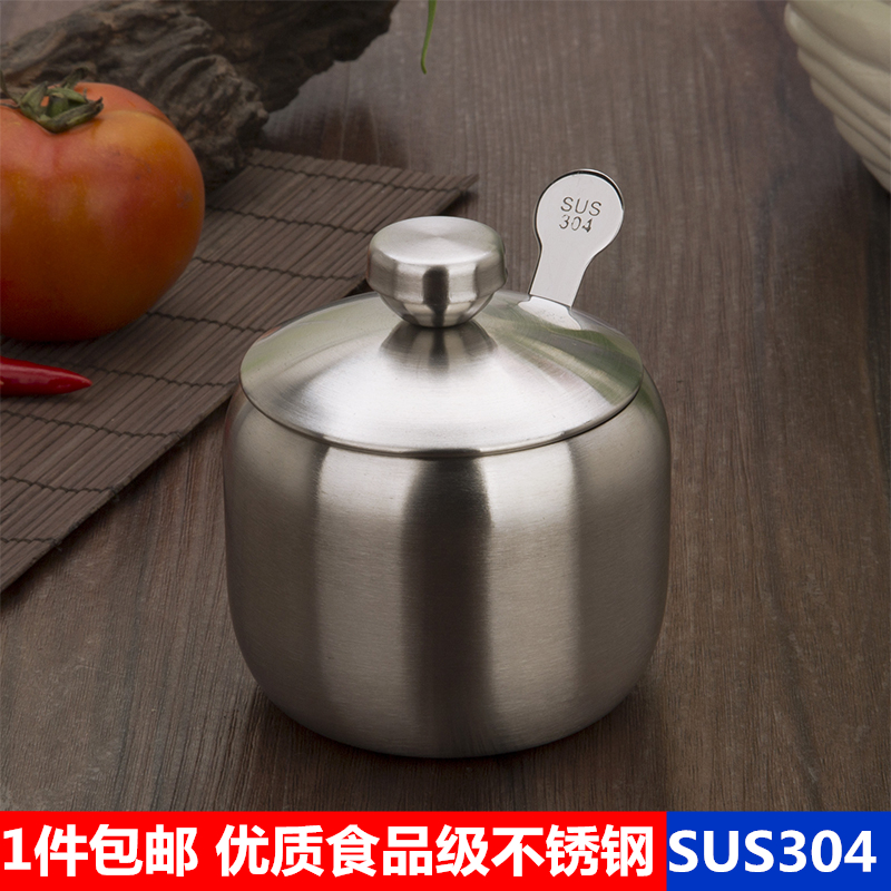 304 stainless steel seasoning tank seasoning tank single kitchen household salt tank restaurant Jar round chili oil tank