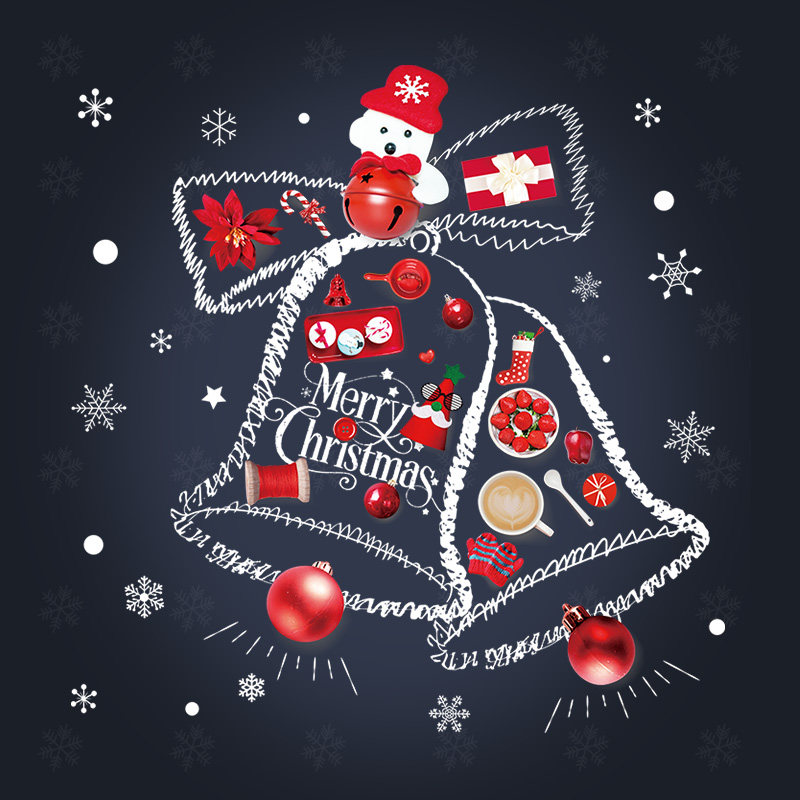 Christmas wall sticker self-adhesive bell Bell Sticker Painting Kindergarten Children Activity Scene Placement Shop Window Glass Sticker Window Sticker