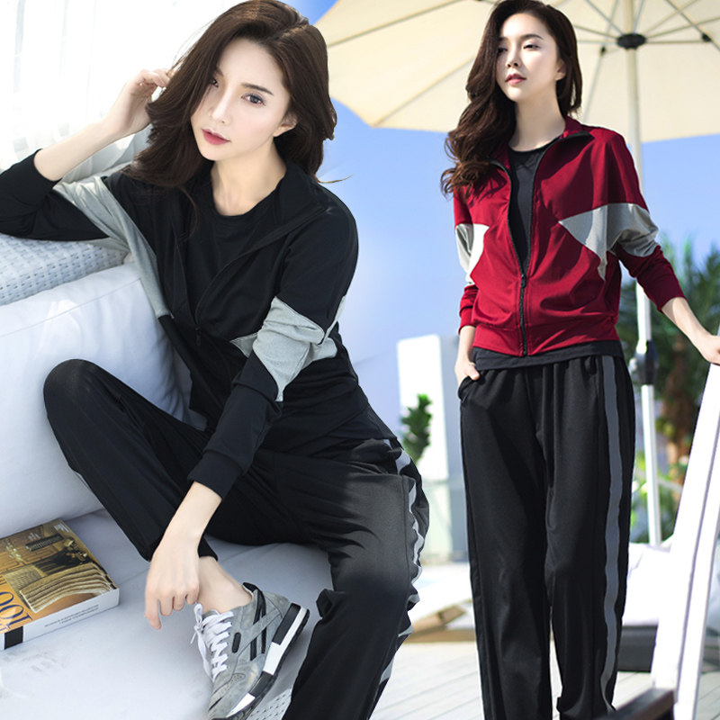 Korean yoga suit high-end student net red sports suit women's loose running quick-drying clothes spring summer sportswear
