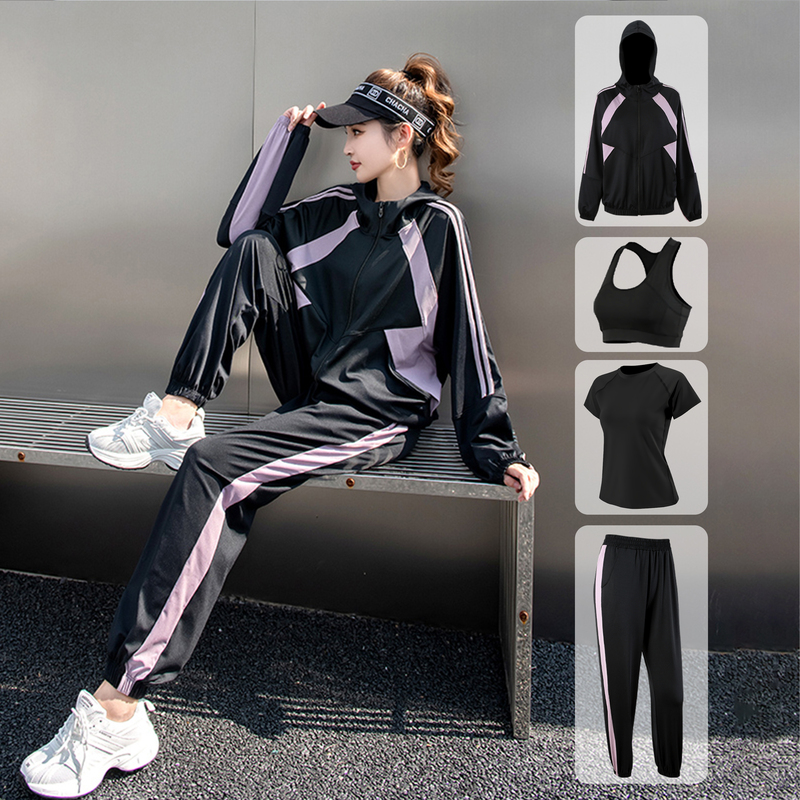 Running Sports Women's Suit, Morning Running Suit, Spring and Autumn Professional Fitness Suit, Casual Large Size Quick-Drying Suit, Loose Sportswear Running Sports Women's Suit, Morning Running Suit, Spring and Autumn Professional Fitness Suit, Casual Large Size Quick-Drying Suit, Loose Sportswear