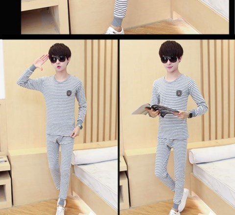Thiếu niên cậu bé lớn 12 bộ đồ lót nhiệt đặt học sinh trung học cơ sở 13 quần áo mùa thu cotton dài 14-15-16 tuổi đồ bộ mặc nhà