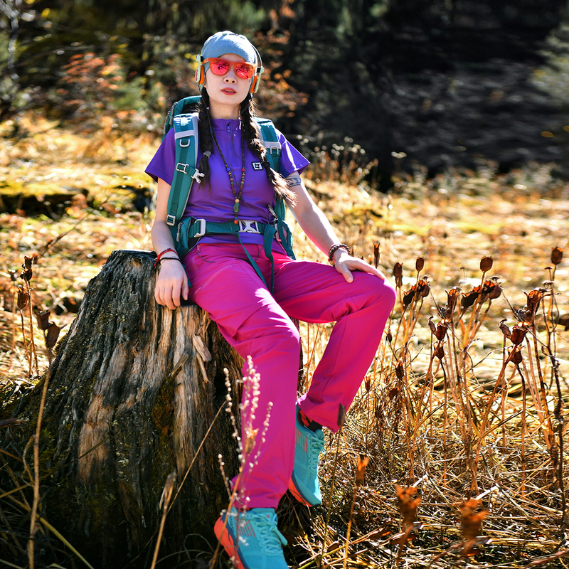 Beijing Forest Outdoor [Rainforest Berry] Original Stand Collar Four-Way Stretch Slimming Breathable Short-Sleeve Quick-Dry Women's Shirt