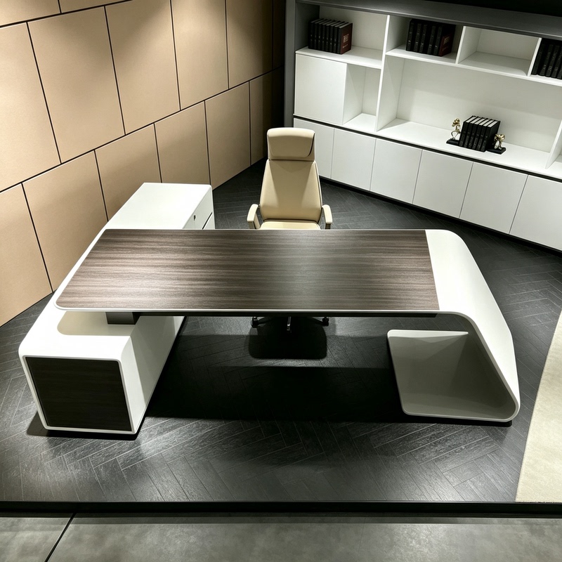 Light Luxury Black Walnut Executive Desk, Creative Ceo Desk, Large Executive Desk, Light Luxury Manager's Desk
