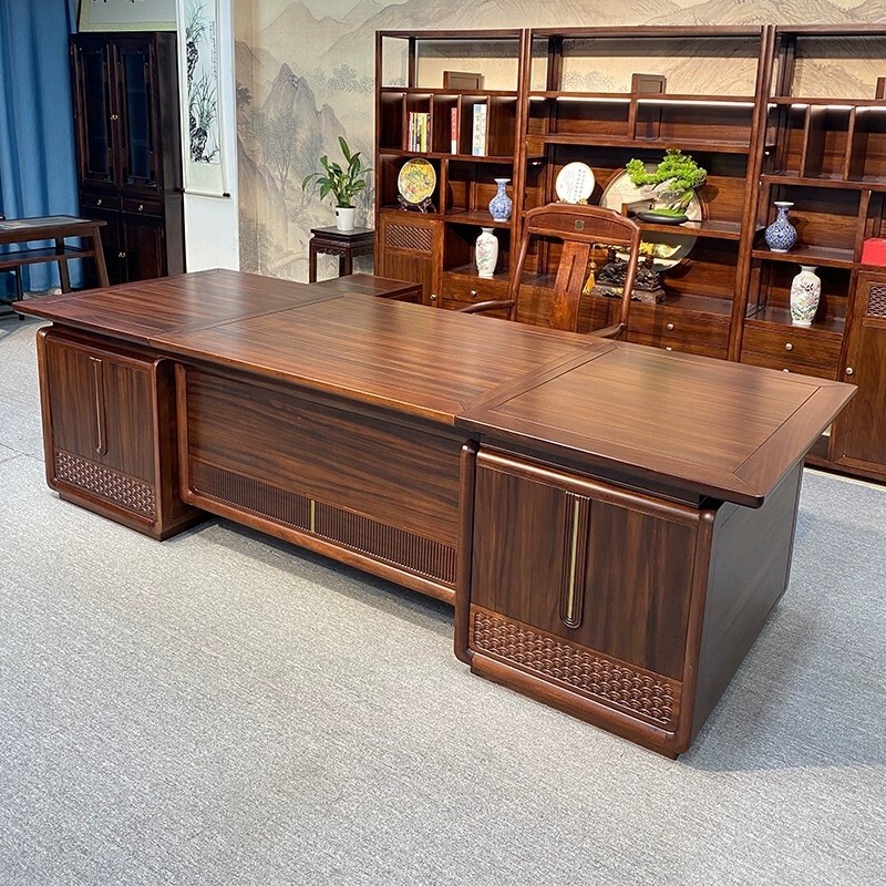 New Chinese-Style Solid Wood Executive Desk, High-End Ceo Desk, Office Manager Desk, Executive Desk Made of North American Black Walnut Wood
