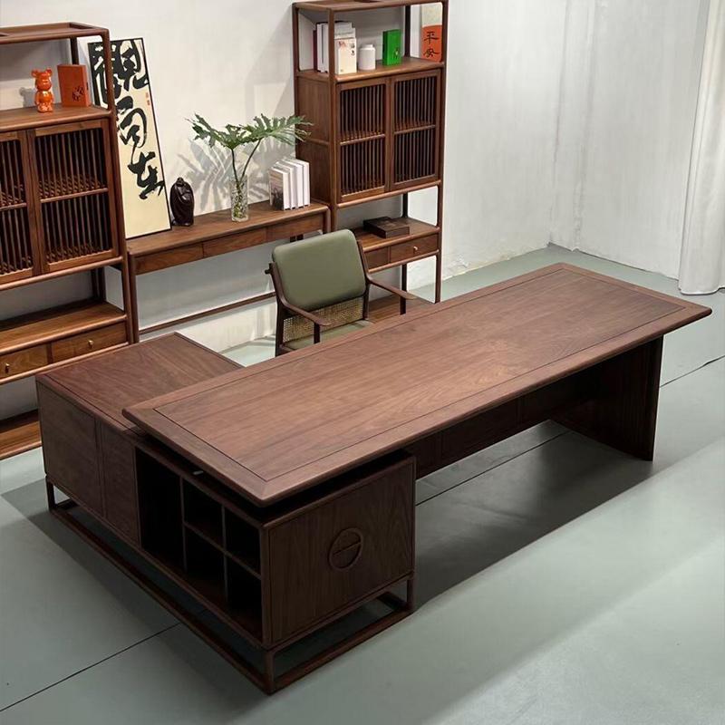 New Chinese-Style Solid Wood Office Desk, North American Black Walnut Executive Desk, Zen-Inspired, Simple and Modern, 2026 New High-End Model