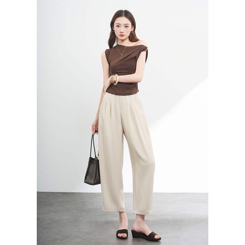 【Cc Home Cc】Spring New Fashion Versatile Cool Grandma Pants Cropped Straight-Leg Pants D320 【Cc Home Cc】Spring New Fashion Versatile Cool Grandma Pants Cropped Straight-Leg Pants D320