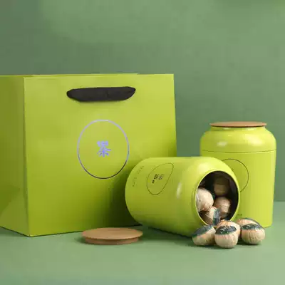 Small green mandarin packaging cans green tea tea cans ancient trees Black Tea iron cans decoration cans home Display exhibition large jars