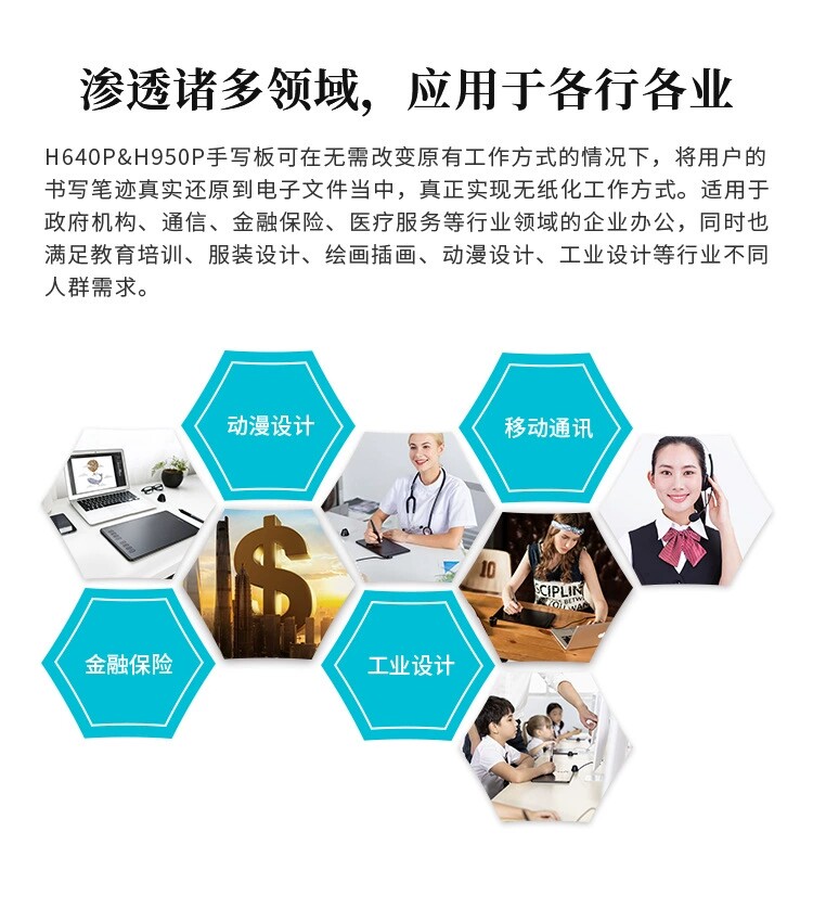 Планшет 绘王（huion） 网课数位板 h640p 电脑绘画板 便携绘图板 手写板